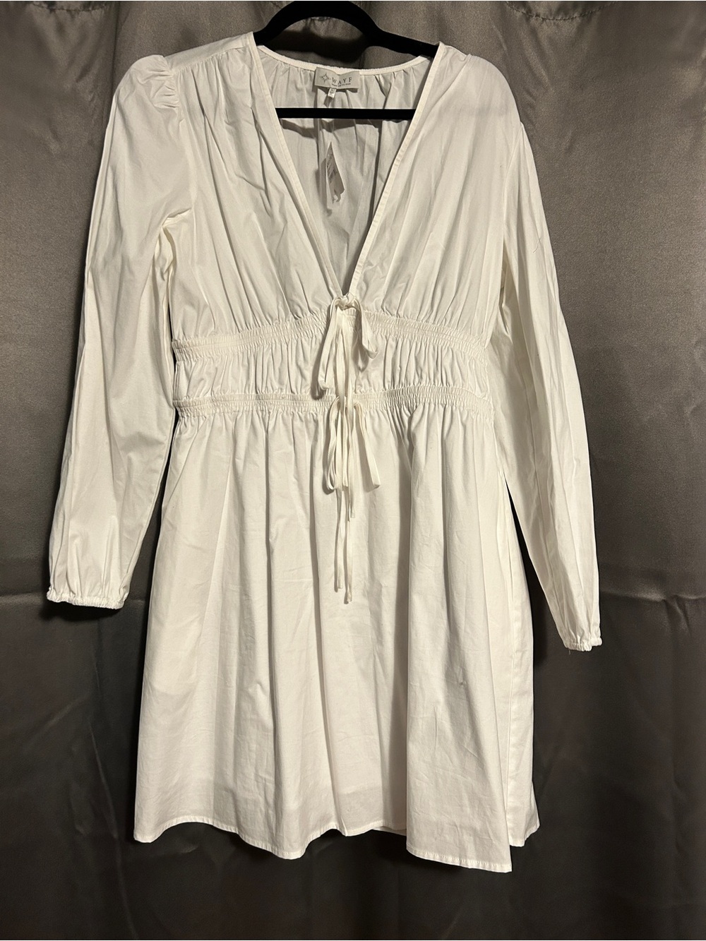 WAYF Women’s White Long-Sleeve Tie-Waist Dress